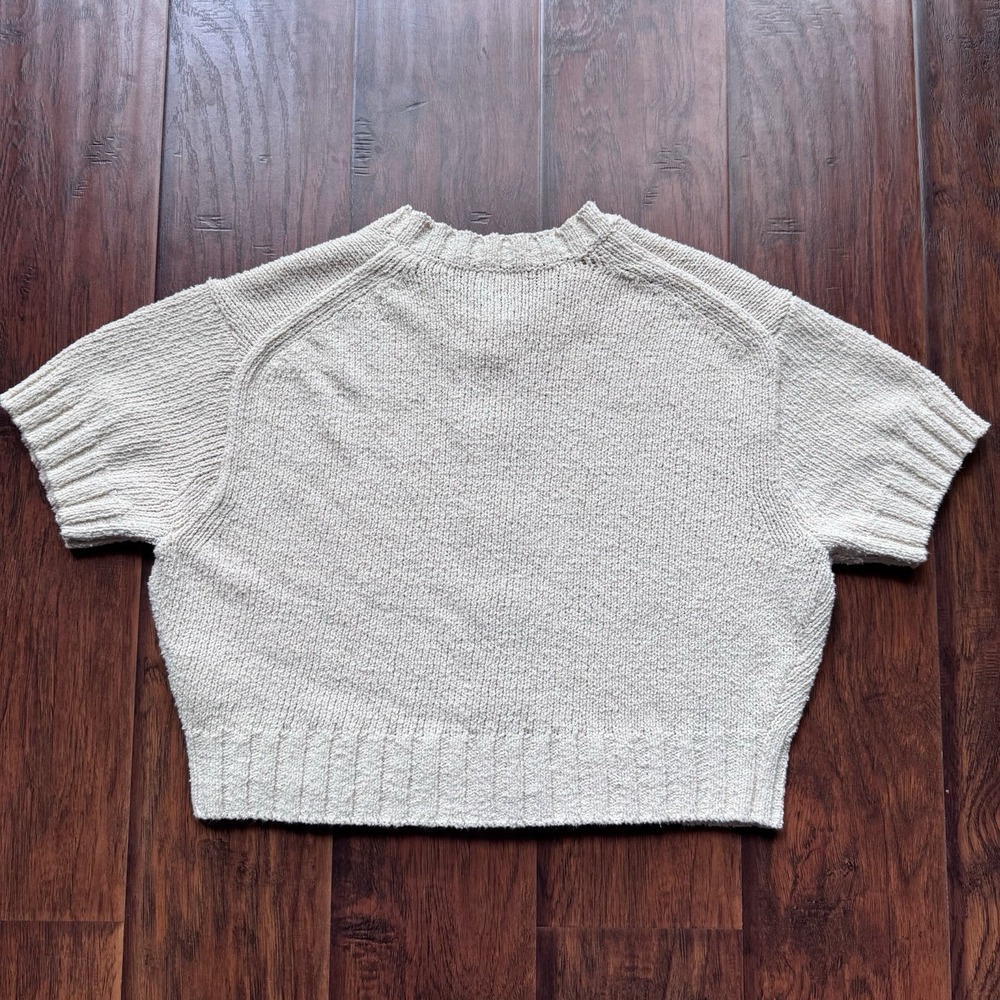 J. Crew Marina Crew Neck Cardigan Sweater Cream Textured Knit Sz M Clean Girl - Picture 10 of 16